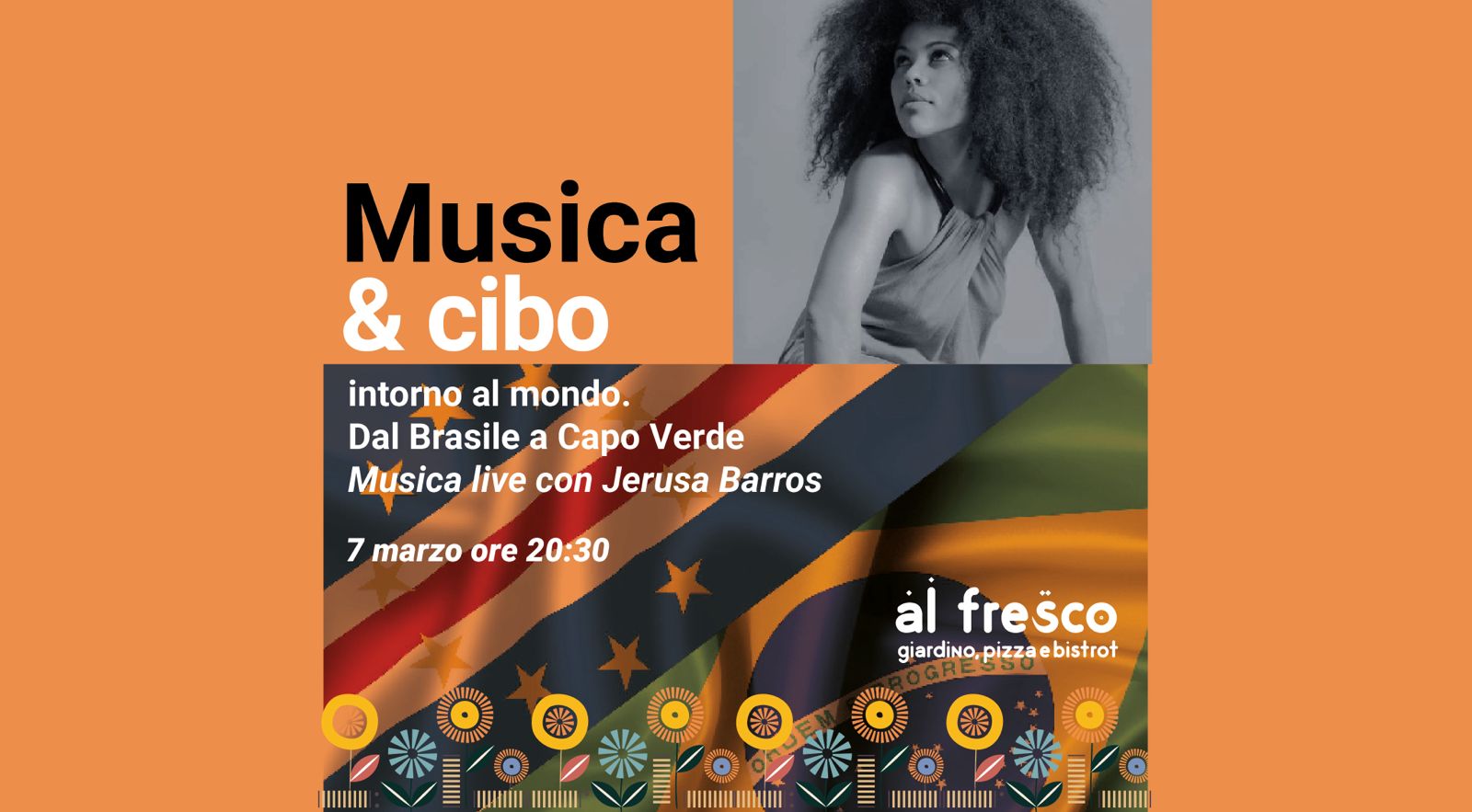 Musica e cibo intorno al mondo. Musica live con Jerusa Barros - Al Fresco Palermo